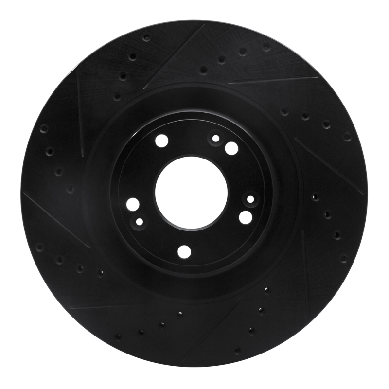 Genesis G80 Brake Rotor (1) - Front Left - R1 Concepts - Drilled & Slotted - Black - `11-`17